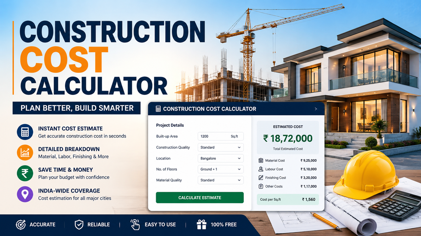 construction cost calculator banner